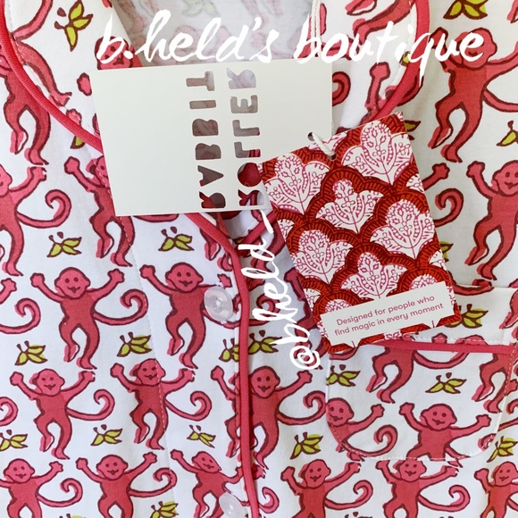 Roller Rabbit Monkey Polo Pajamas in Pink Monkey Size X-Small XS Brand New NWT - Picture 4 of 16
